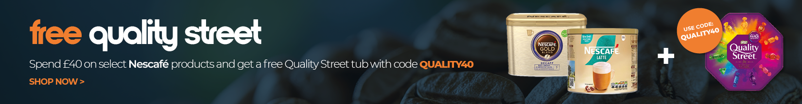 Spend 40 on select Nescafe products and claim a free tub of Quality Street with code QUALITY40.